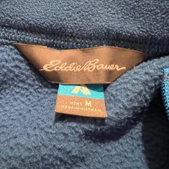 Eddie Bauer Men's Blue 1/4 Zip Fleece Jacket - Picture 4 of 4